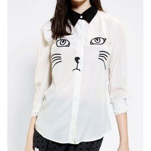 Urban Outfitters Reverse Cat button down shirt